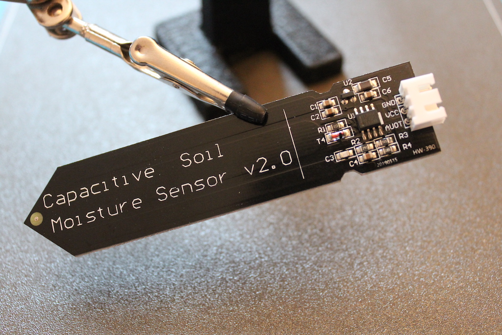 A capacitive soil moisture sensor