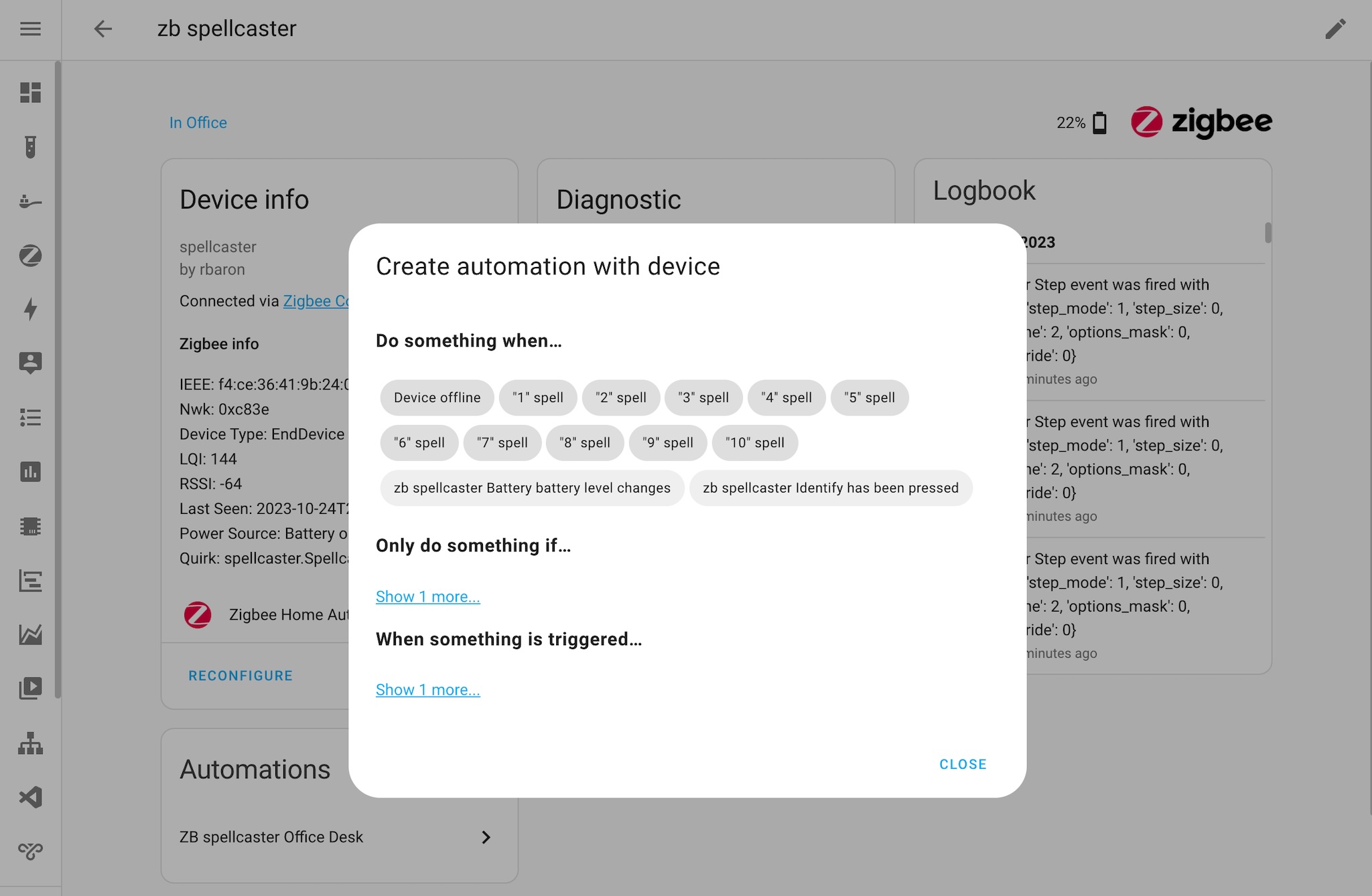 Zigbee spellcaster in Home Assistant